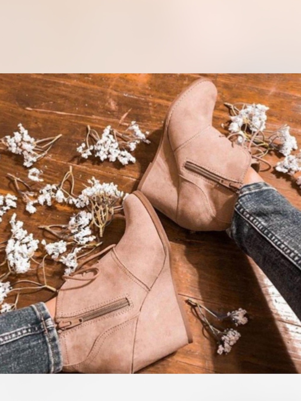 Women’s Taupe Suede Wedge Ankle Booties - Universal Threads
